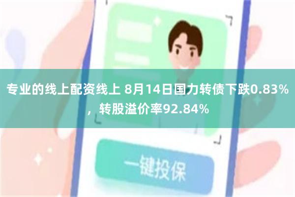 专业的线上配资线上 8月14日国力转债下跌0.83%，转股溢