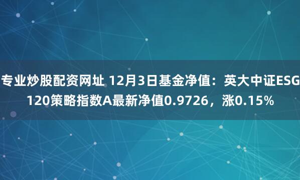 专业炒股配资网址 12月3日基金净值：英大中证ESG120策略指数A最新净值0.9726，涨0.15%