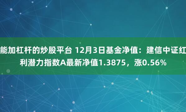 能加杠杆的炒股平台 12月3日基金净值：建信中证红利潜力指数A最新净值1.3875，涨0.56%