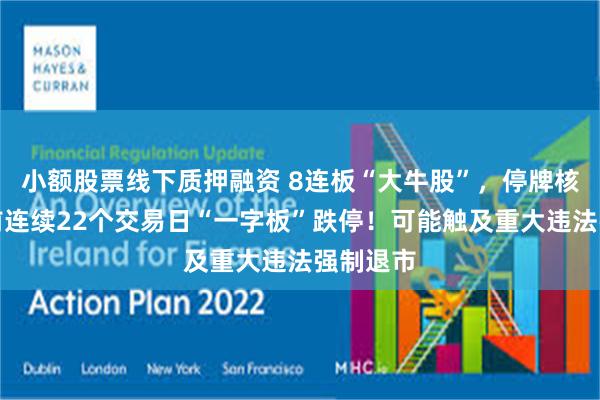 小额股票线下质押融资 8连板“大牛股”，停牌核查！此前连续22个交易日“一字板”跌停！可能触及重大违法强制退市