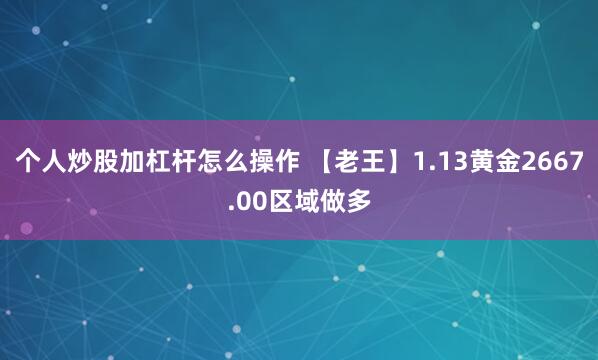 个人炒股加杠杆怎么操作 【老王】1.13黄金2667.00区域做多