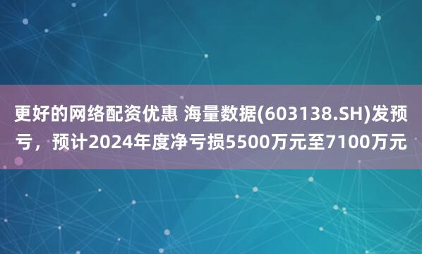 更好的网络配资优惠 海量数据(603138.SH)发预亏，预计2024年度净亏损5500万元至7100万元